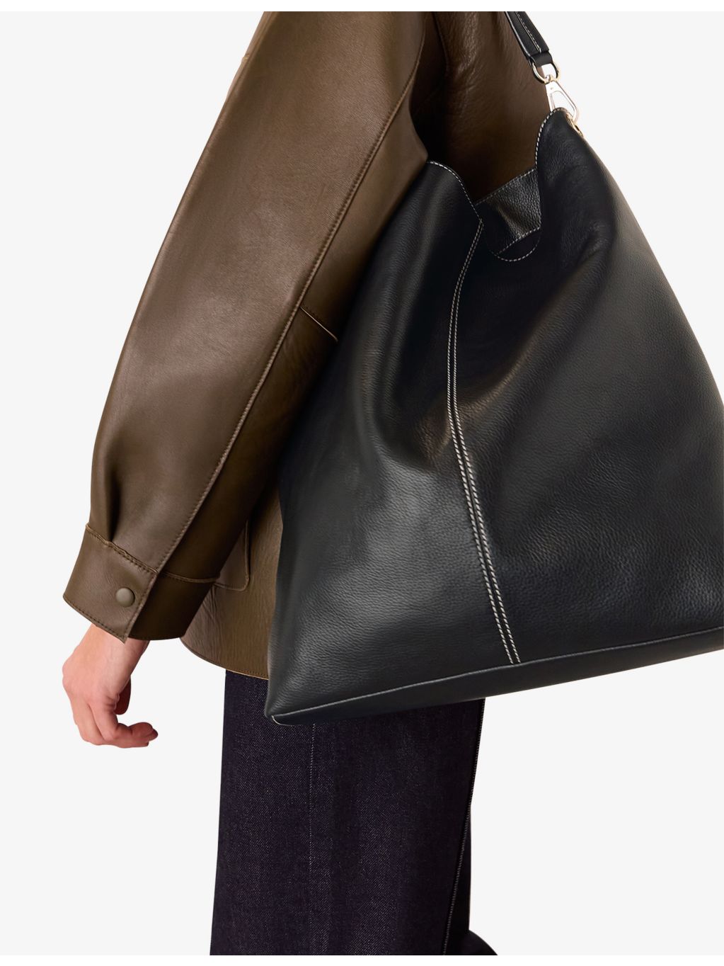 Whistles Kamil leather tote bag, imported from the UK