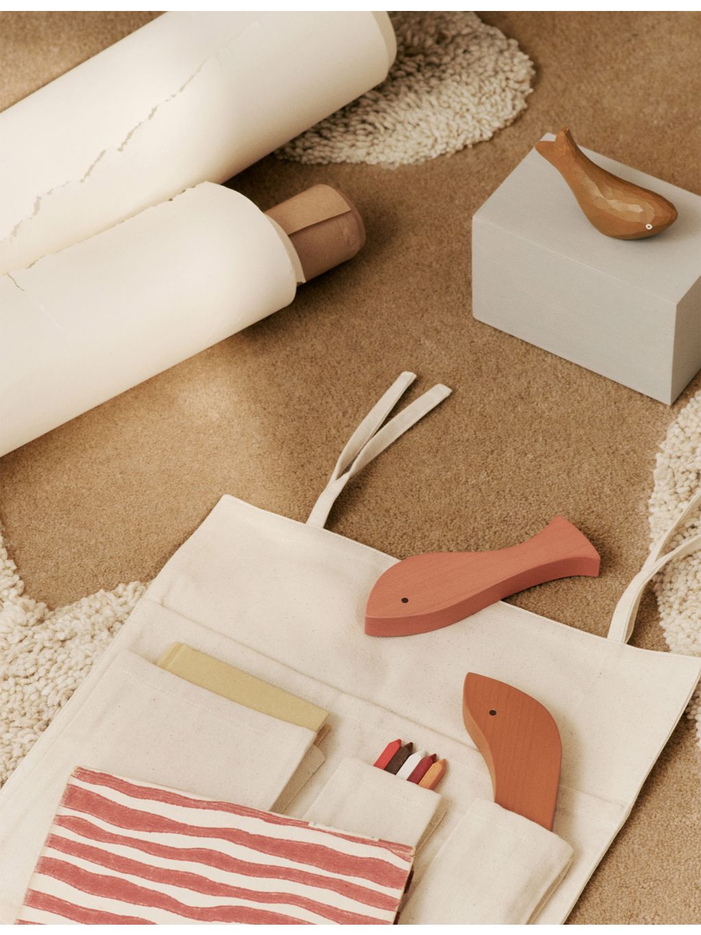 ferm LIVING Mist Harbour fish-handle wooden box, imported from the UK