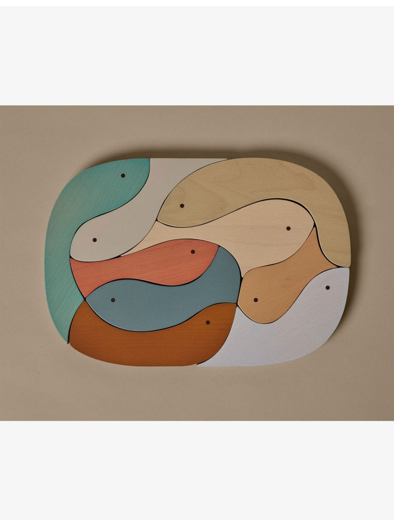 ferm LIVING Shoal Schooling wood puzzle 9 pieces - British product