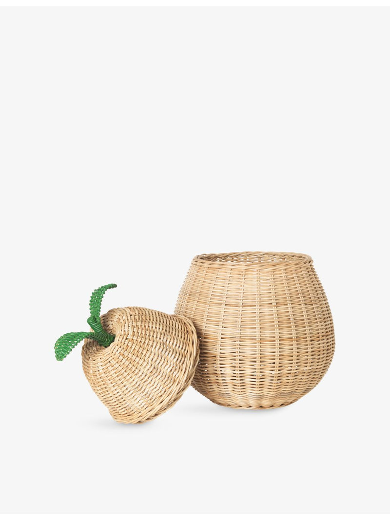 ferm LIVING braided rattan pear storage basket, imported from the UK