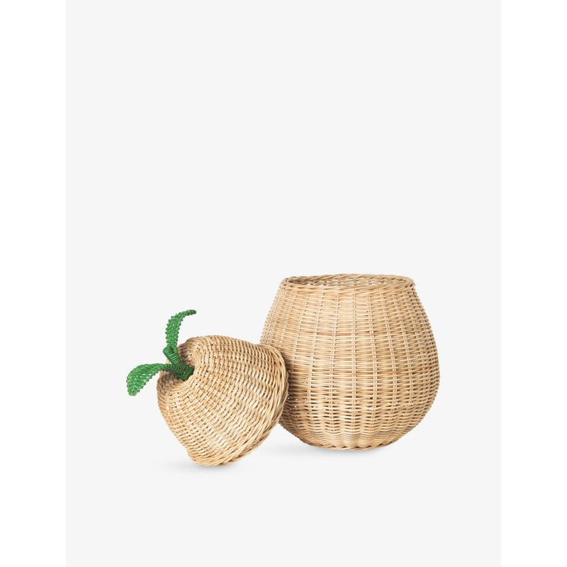 ferm LIVING braided rattan pear storage basket, imported from the UK