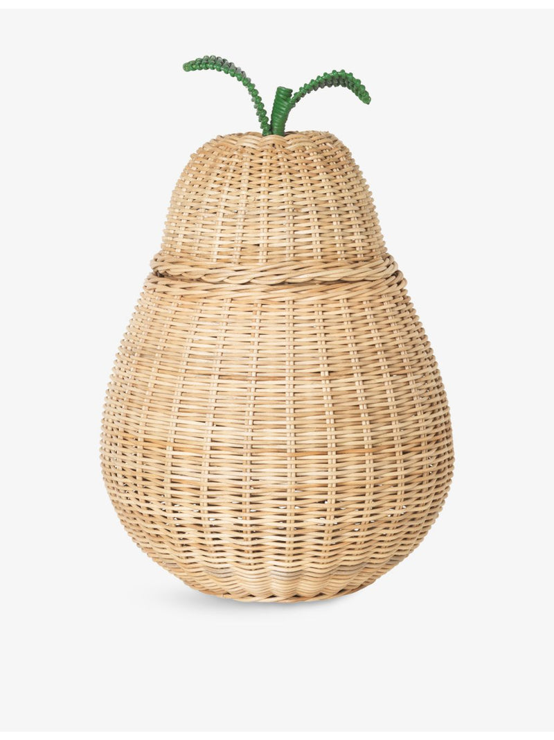 ferm LIVING braided rattan pear storage basket, imported from the UK