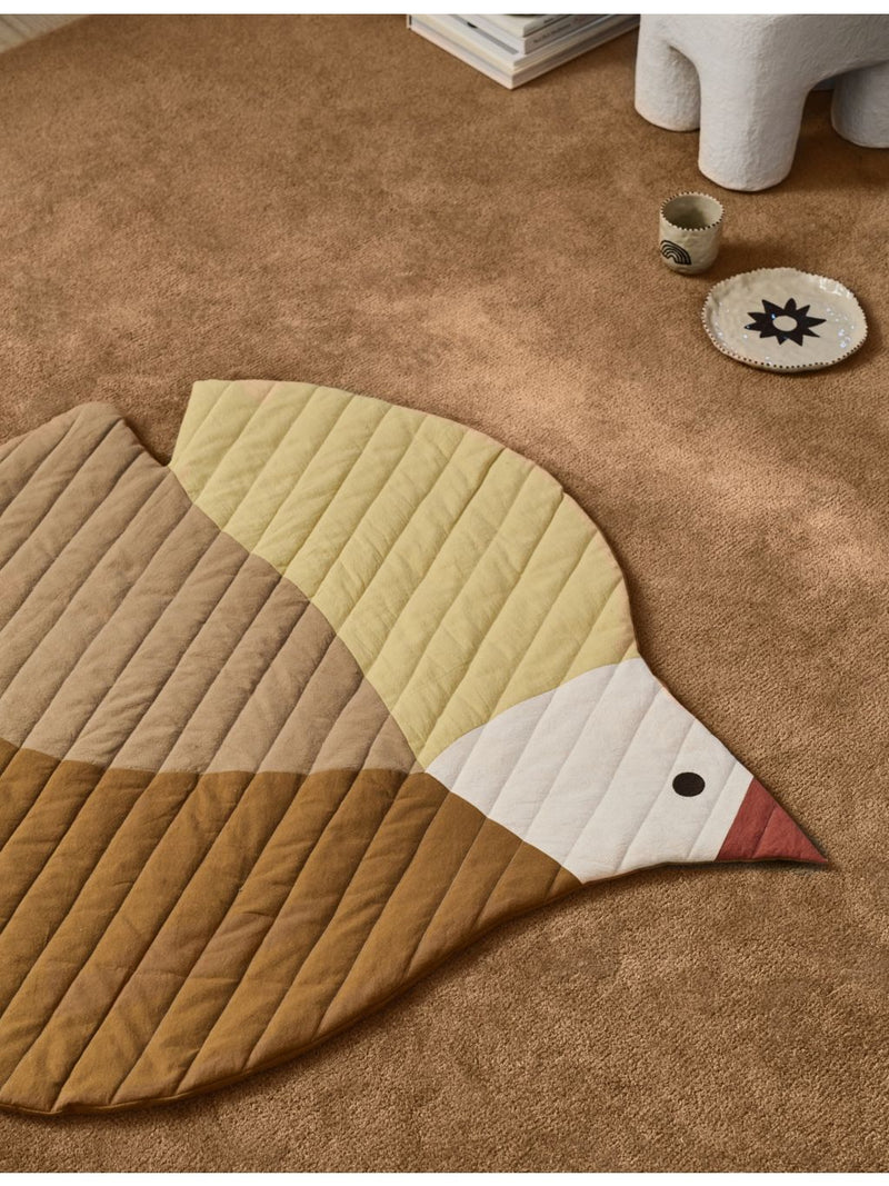 Ferm Living Swift Bird quilted cotton mat 110cm, imported from the UK