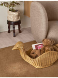 ferm LIVING braided rattan storage basket with bird design, 40cm (British brand)