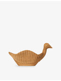 ferm LIVING braided rattan storage basket with bird design, 40cm (British brand)