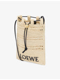 Loewe raffia cross-body bag with leather trim - British product