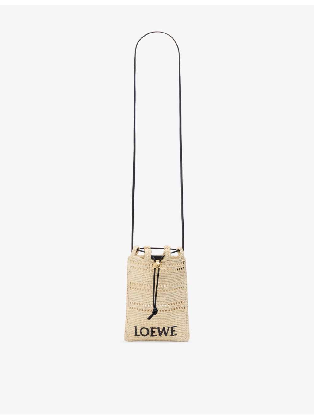 Loewe raffia cross-body bag with leather trim - British product