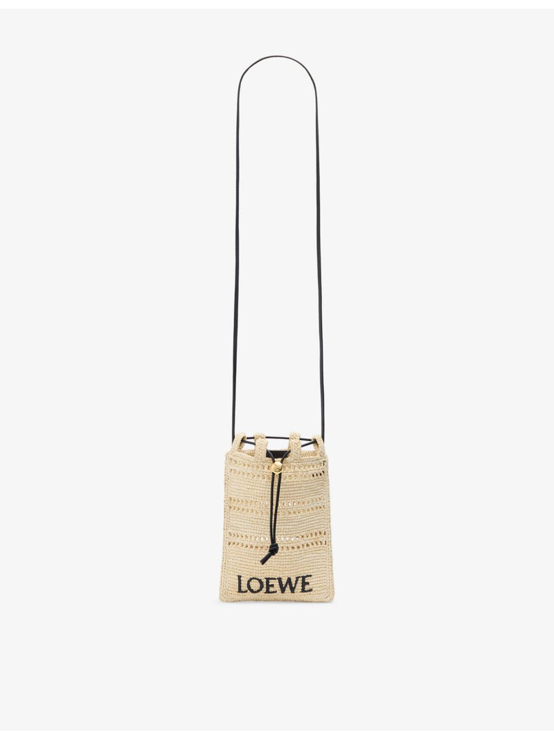 Loewe raffia cross-body bag with leather trim - British product