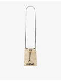 Loewe raffia cross-body bag with leather trim - British product