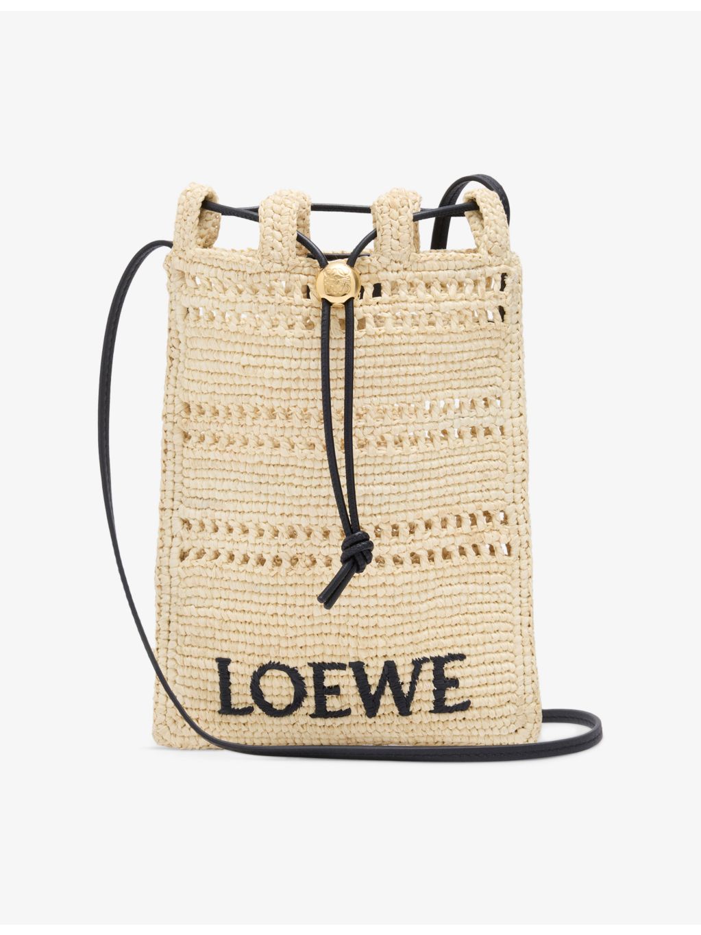 Loewe raffia cross-body bag with leather trim - British product