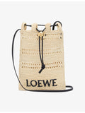 Loewe raffia cross-body bag with leather trim - British product