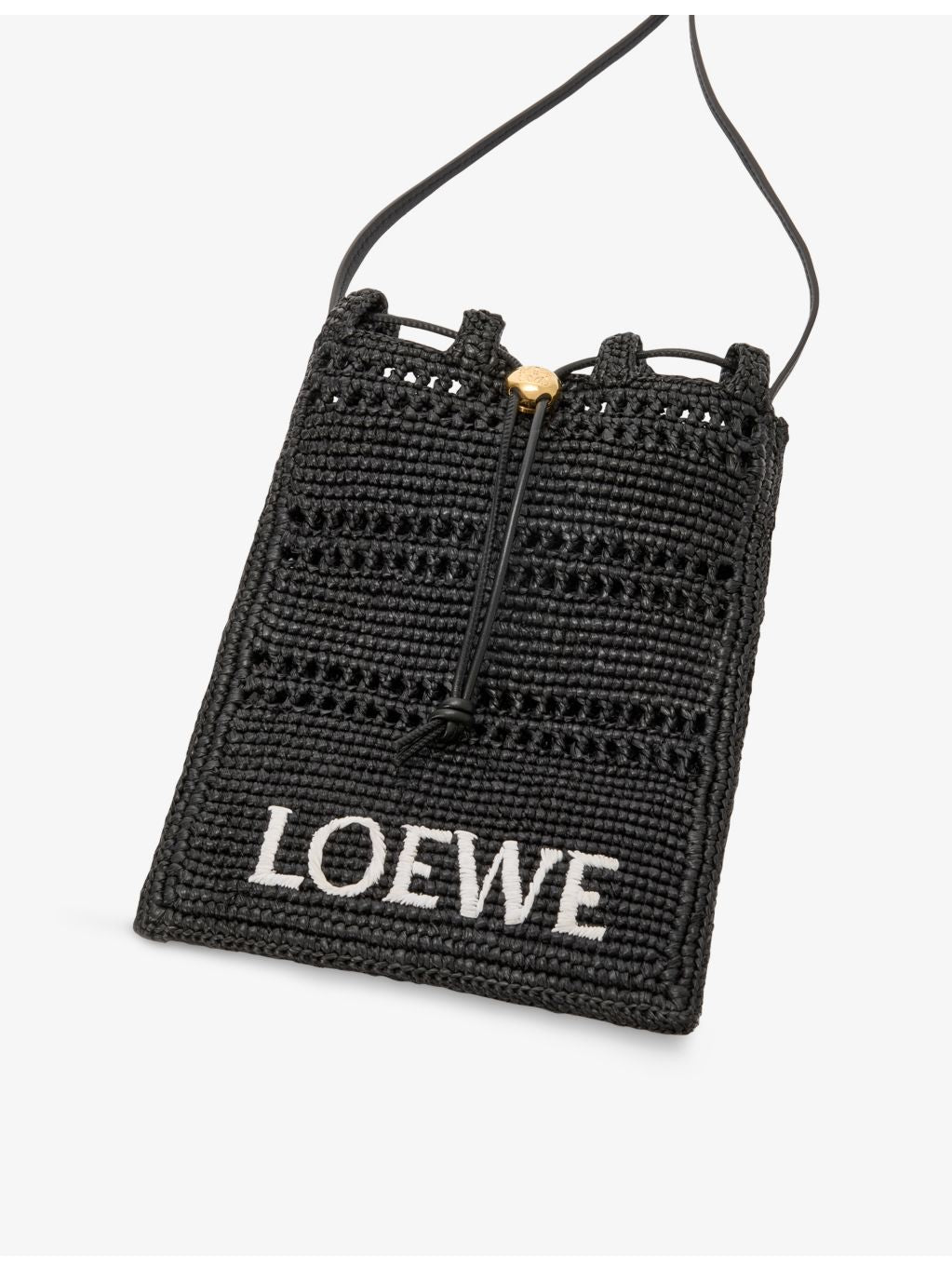 LOEWE raffia cross-body bag with leather trim and gold hardware (British brand)