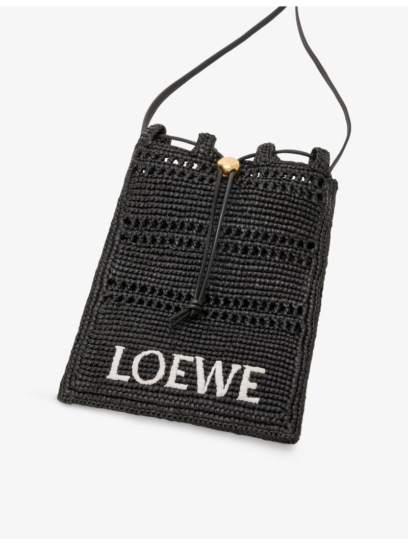 LOEWE raffia cross-body bag with leather trim and gold hardware (British brand)