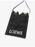 LOEWE raffia cross-body bag with leather trim and gold hardware (British brand)