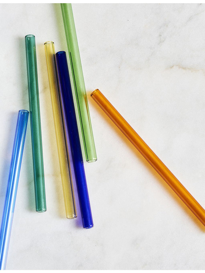 The Conran Shop Santorini set of six glass straws 14cm (British brand)