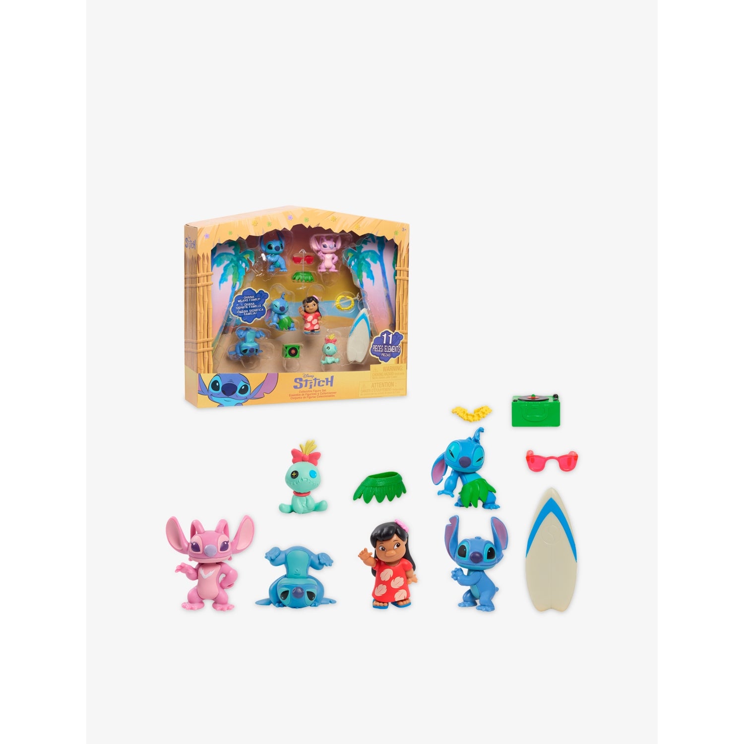 Disney Stitch collectible figure set, 6 figures, 5 accessories, UK version