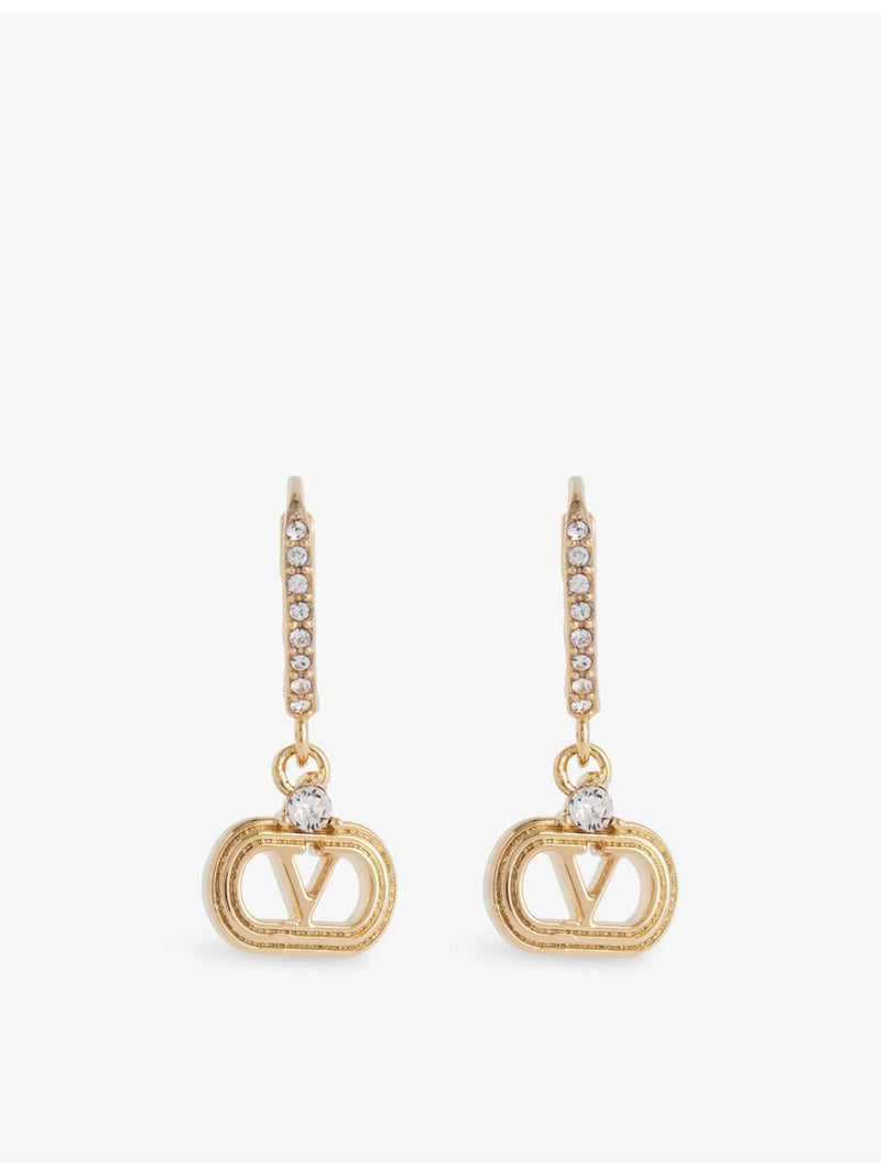 Valentino Garavani Vlogo crystal drop earrings 2.5cm - British product