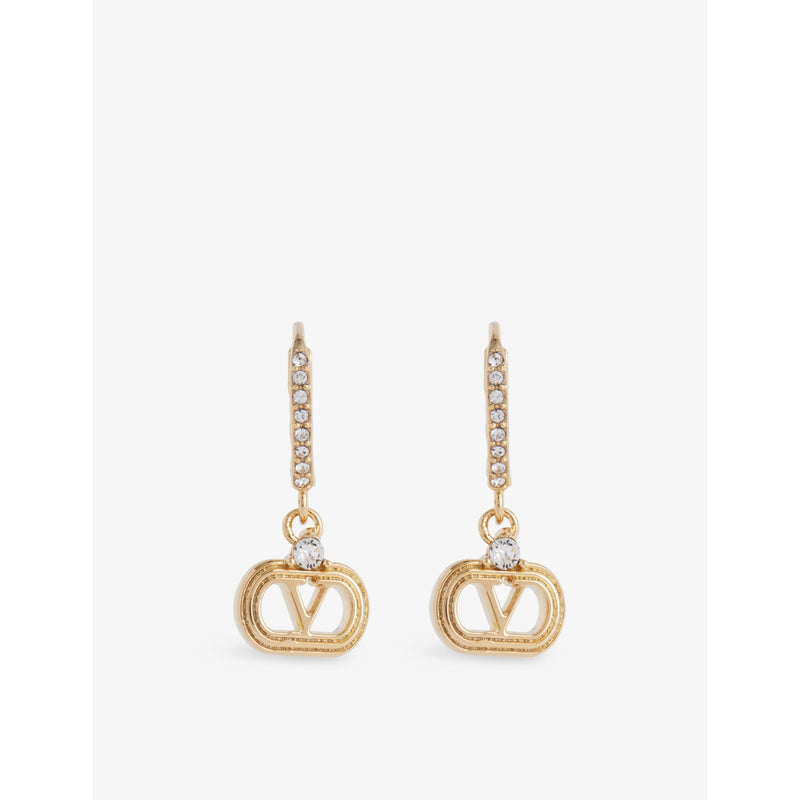 Valentino Garavani Vlogo crystal drop earrings 2.5cm - British product