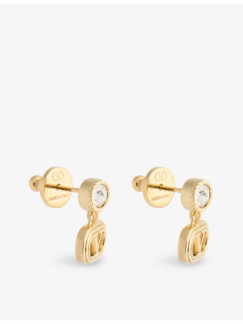 Valentino Garavani Ovalette gold-plated crystal earrings 1.5cm (British brand)