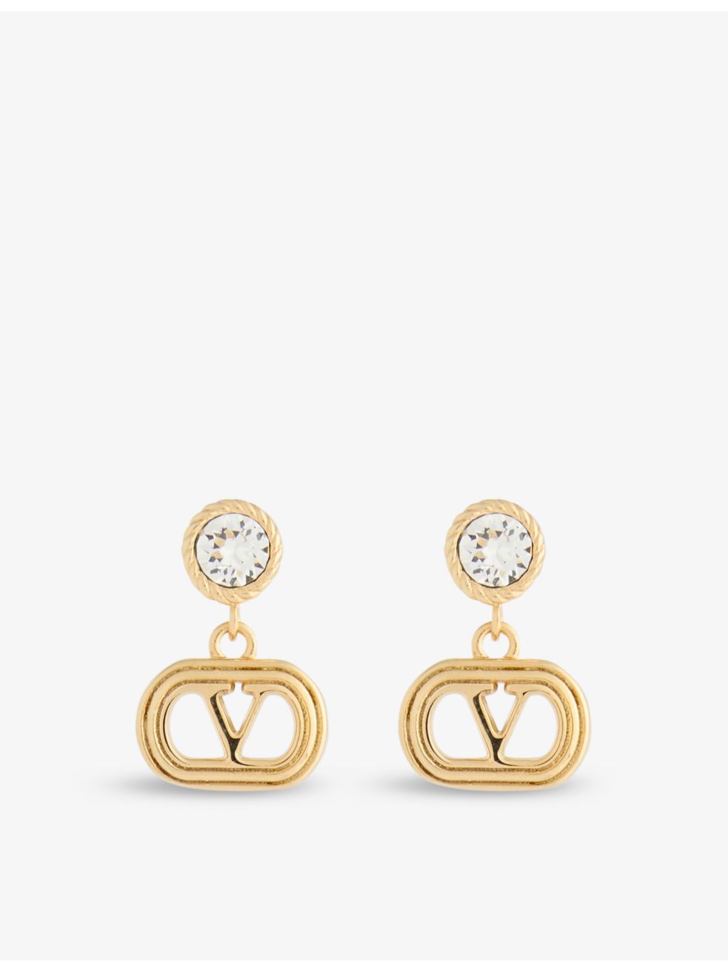 Valentino Garavani Ovalette gold-plated crystal earrings 1.5cm (British brand)