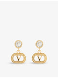 Valentino Garavani Ovalette gold-plated crystal earrings 1.5cm (British brand)