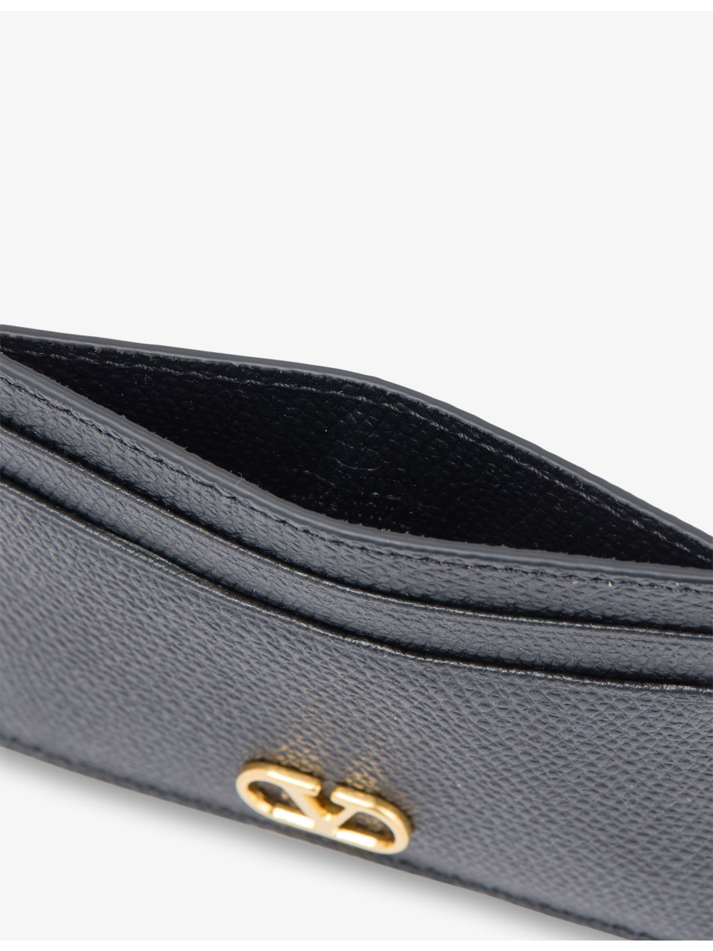 Valentino Garavani VLogo Signature leather card holder with gold hardware (British brand)