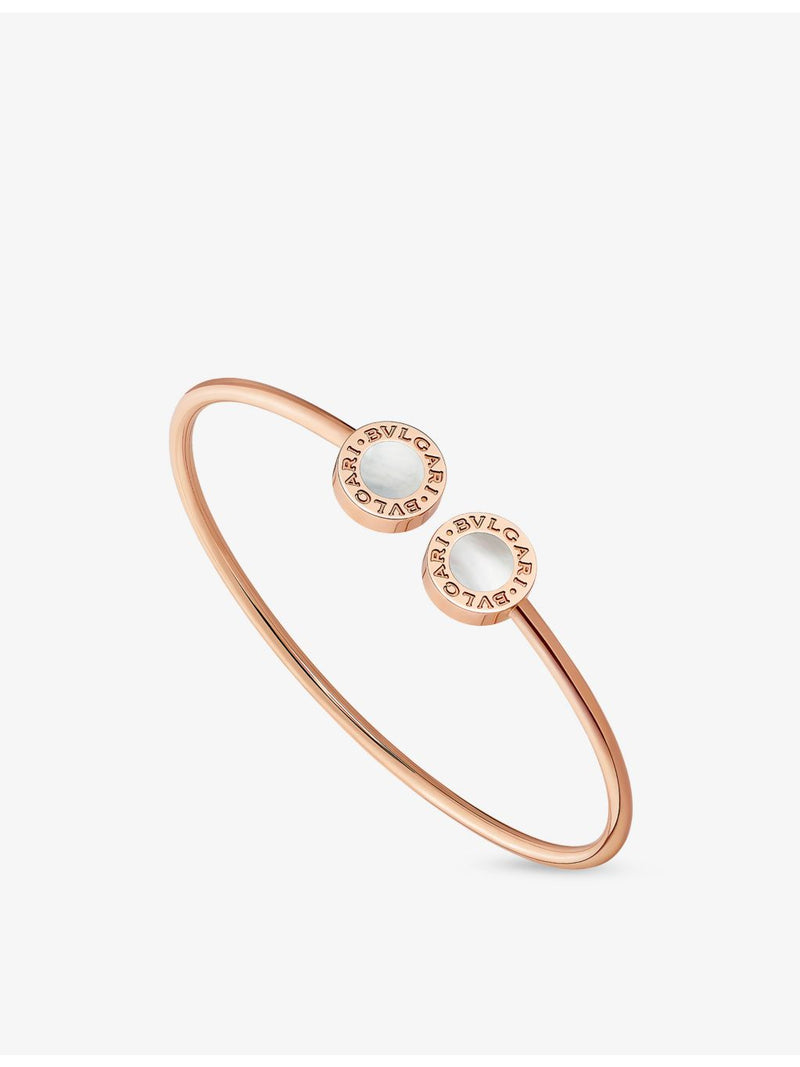 Bvlgari 18ct rose-gold mother-of-pearl cuff bracelet, imported from the UK