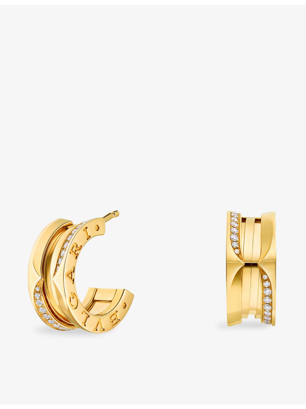 Bvlgari B.zero1 18ct yellow-gold diamond hoop earrings 0.22ct - British product
