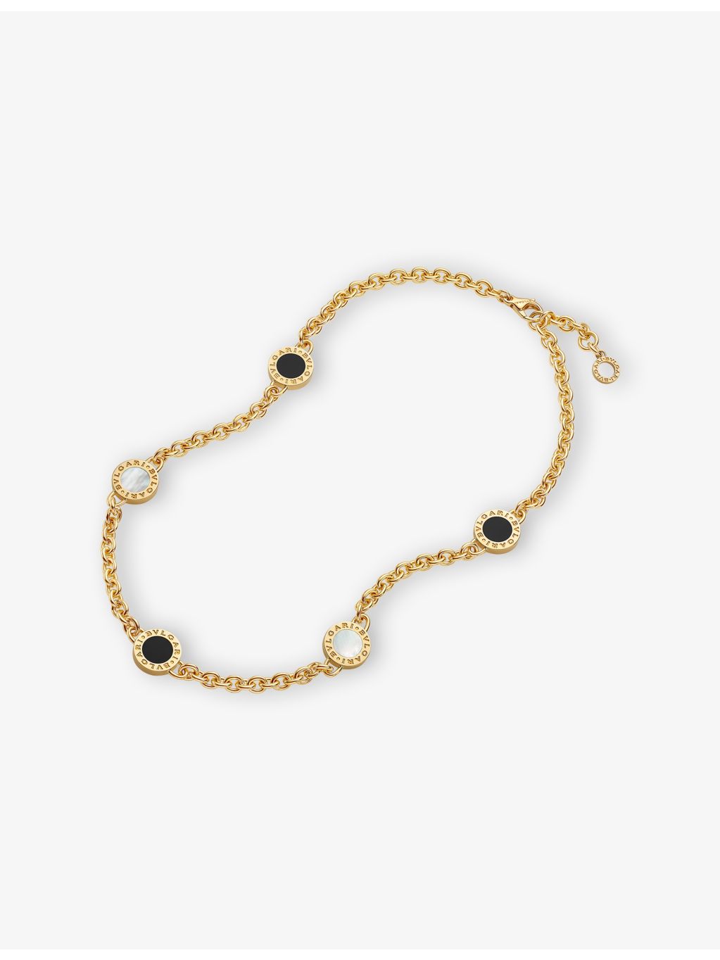 Bvlgari 18ct yellow-gold mother-of-pearl and onyx necklace (British brand)