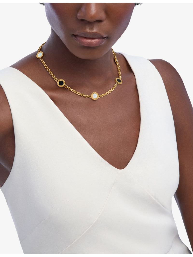 Bvlgari 18ct yellow-gold mother-of-pearl and onyx necklace (British brand)