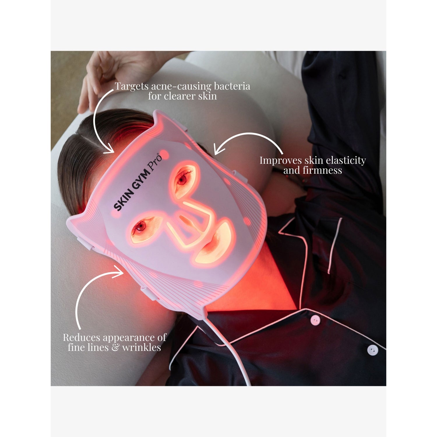Skin Gym LED light therapy mask with red, blue, and near-infrared light - British product