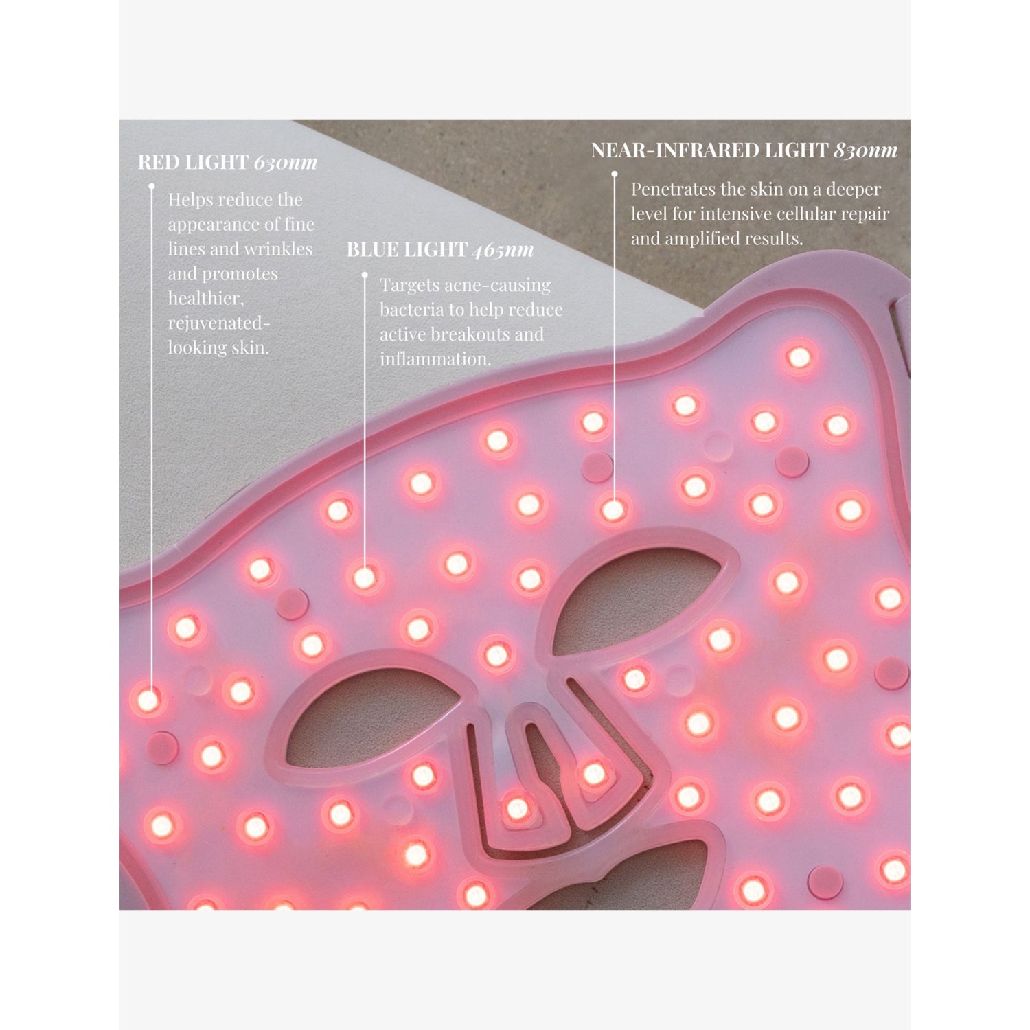 Skin Gym LED light therapy mask with red, blue, and near-infrared light - British product