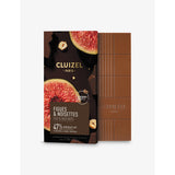 Michel Cluizel milk chocolate figs caramelised hazelnuts 100g, imported from the UK