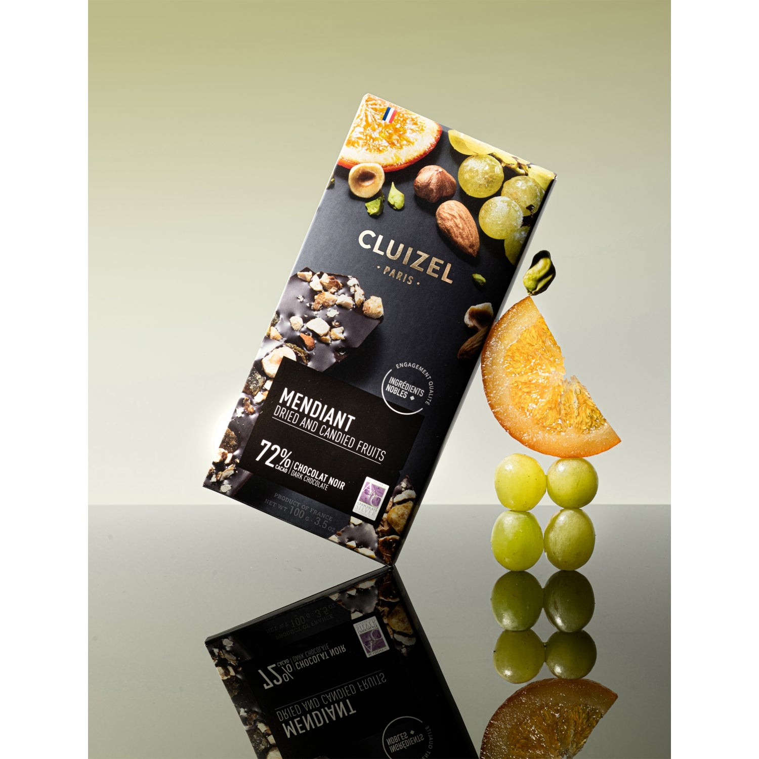Michel Cluizel Mendiant 72% dark chocolate bar 100g, imported from the UK