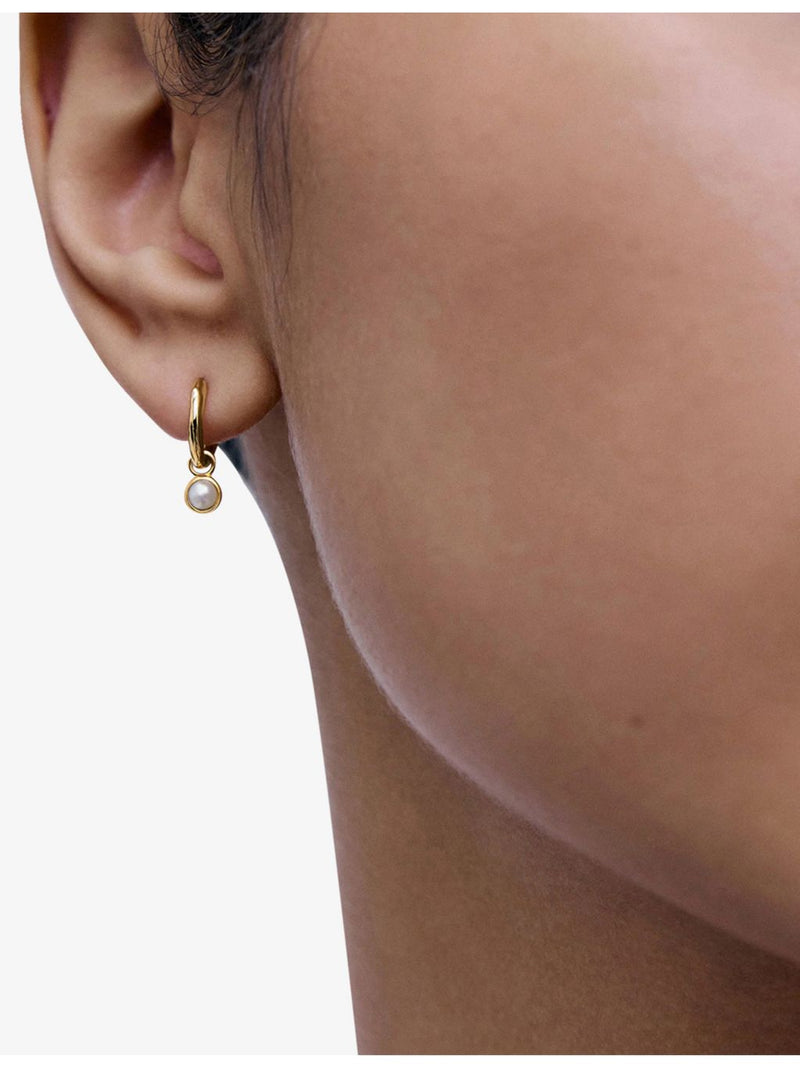 Monica Vinader mini pearl huggie earrings 18ct gold vermeil - British product