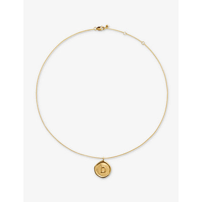 selfridges Monica Vinader Initial B Stamp 18ct Yellow Gold Vermeil Necklace- Buy online at McGrocer