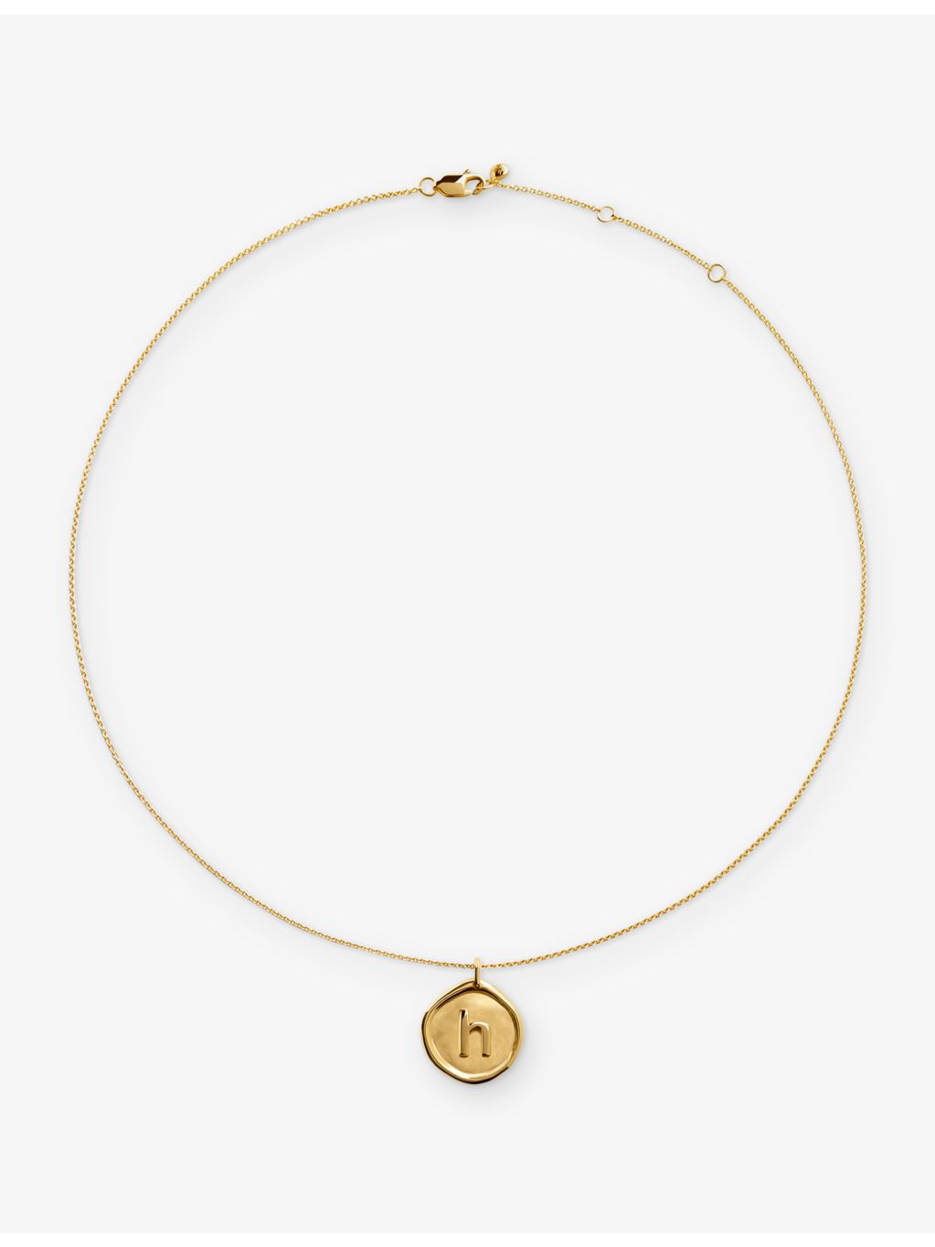 Monica Vinader initial H stamp necklace 41-46cm chain (British brand)