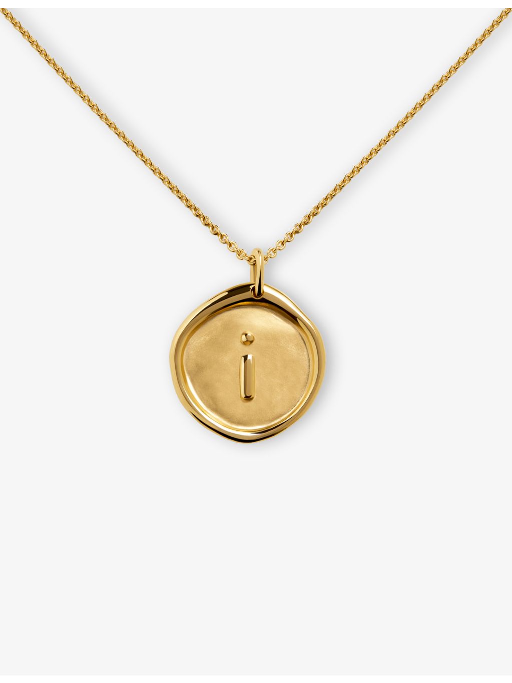 Monica Vinader 18ct gold vermeil initial I necklace, imported from the UK
