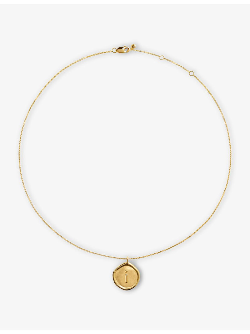 Monica Vinader 18ct gold vermeil initial I necklace, imported from the UK