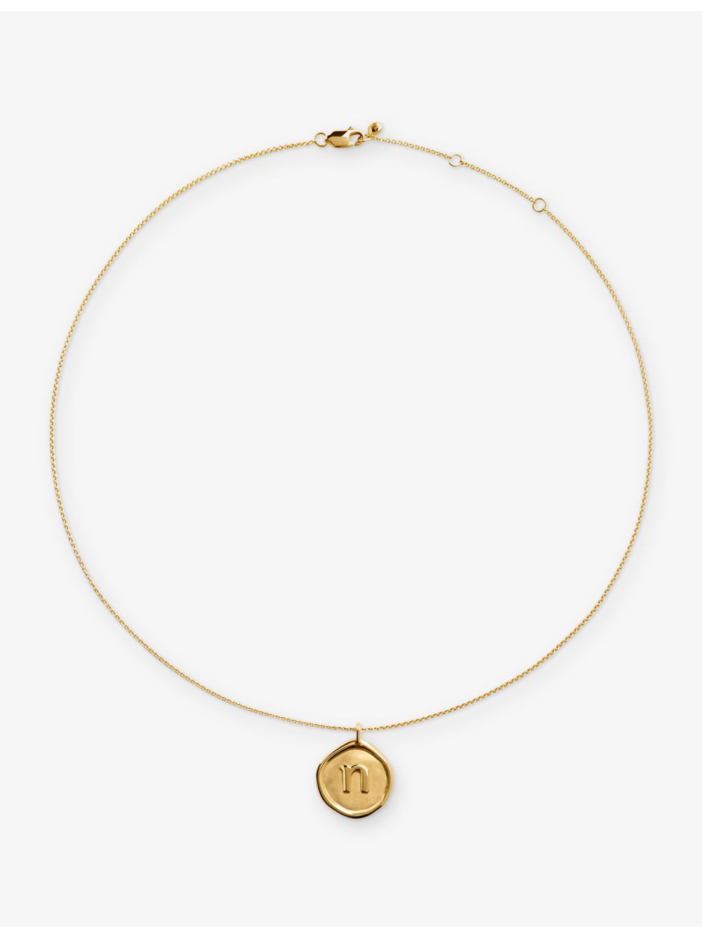 Monica Vinader initial N necklace 18ct gold vermeil, UK version