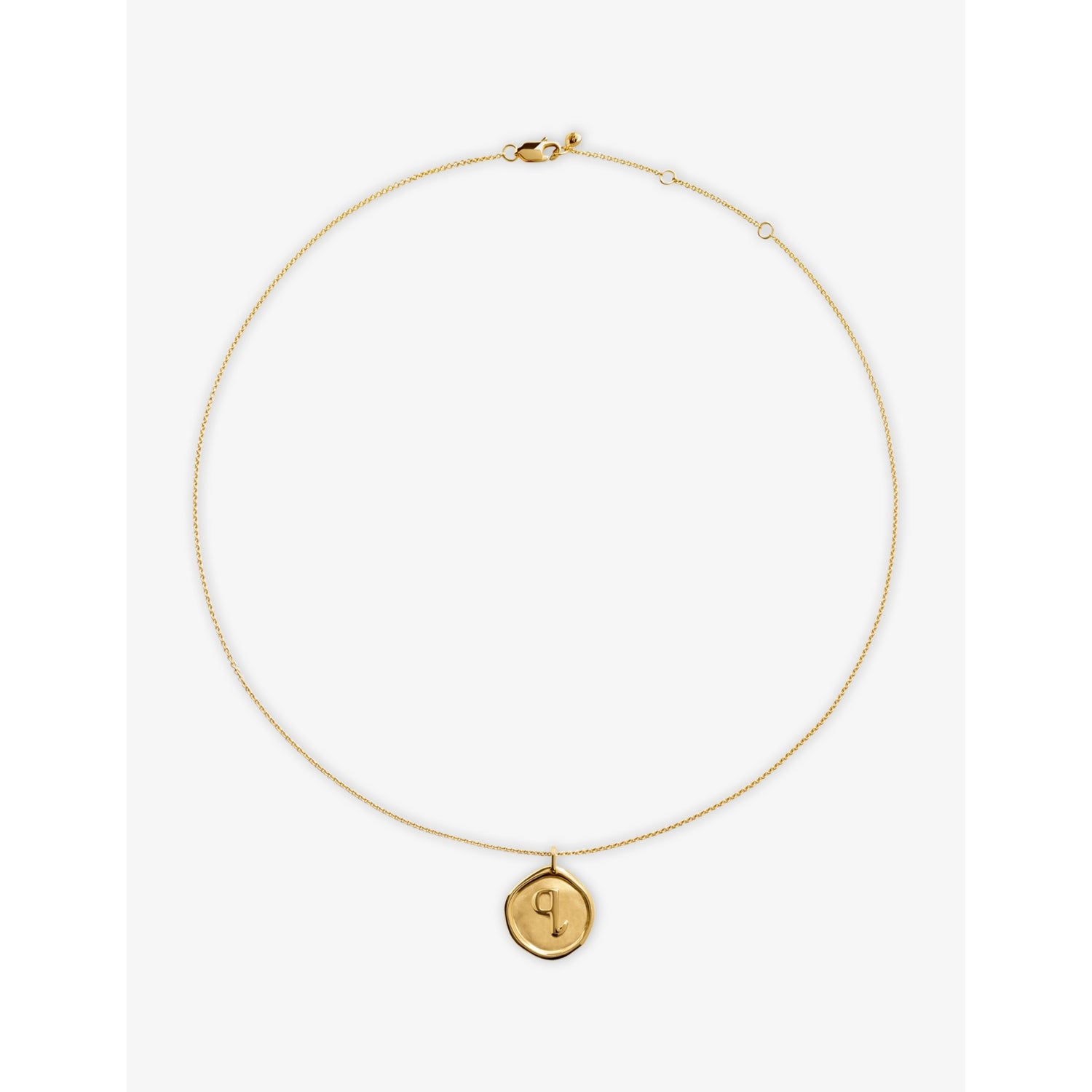 Monica Vinader 18ct yellow gold vermeil initial Q necklace - British product