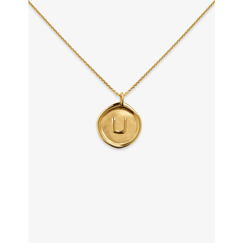 Monica Vinader 18ct yellow gold vermeil initial U necklace, UK version