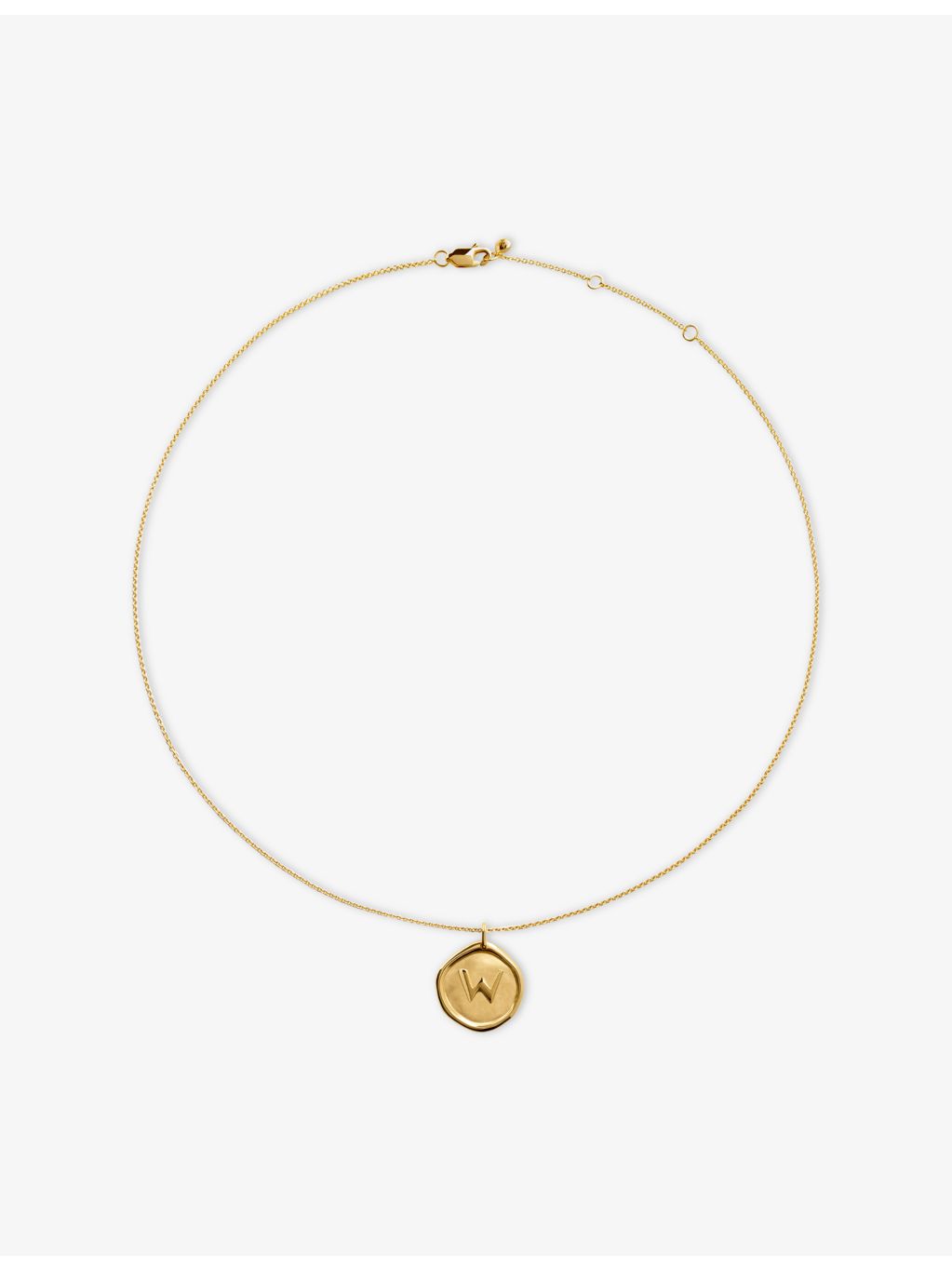 Monica Vinader Initial W necklace in 14ct yellow gold vermeil (British brand)