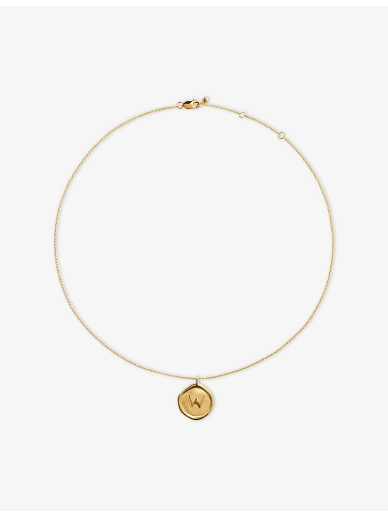 Monica Vinader Initial W necklace in 14ct yellow gold vermeil (British brand)