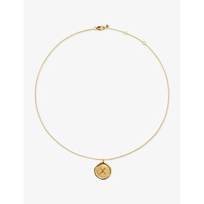 selfridges Monica Vinader Initial X Stamp 18ct Yellow Gold Vermeil Chain Necklace- Buy online at McGrocer