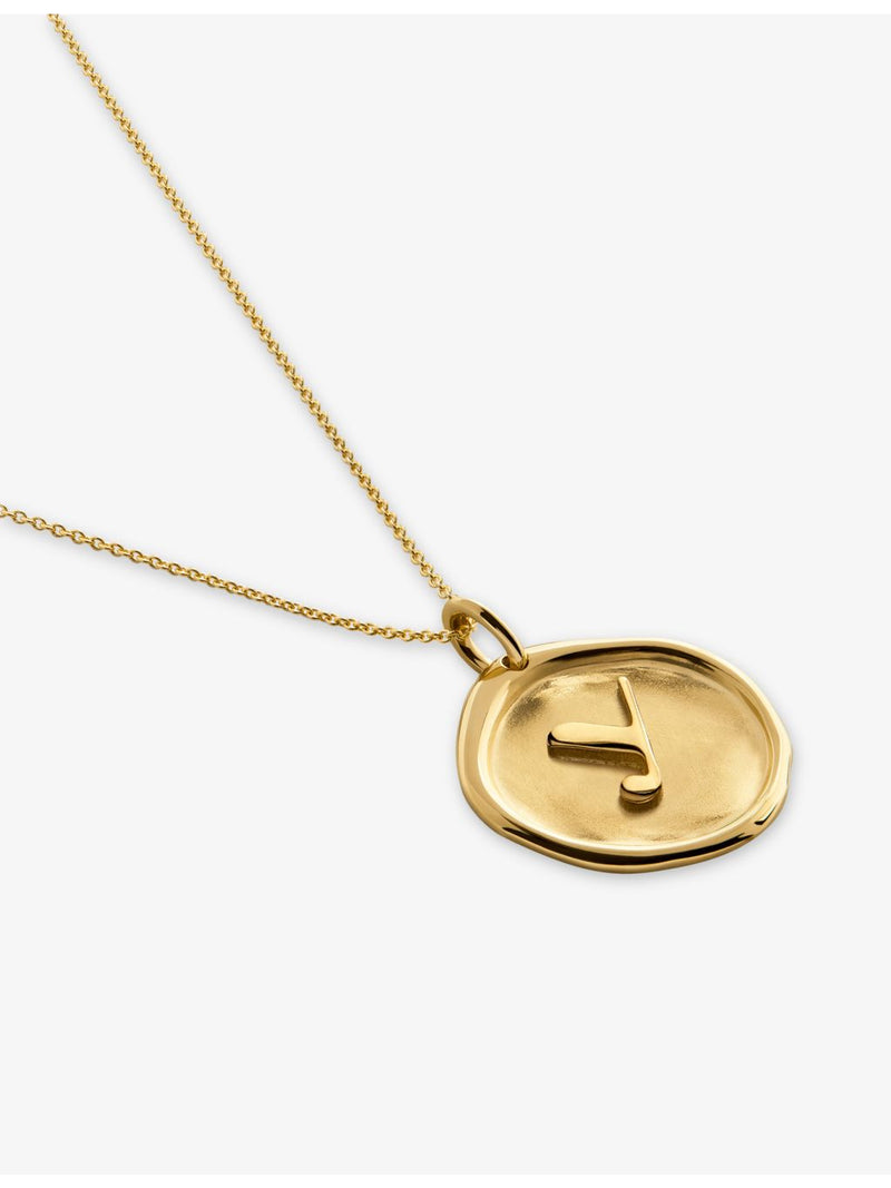 Monica Vinader 18ct gold vermeil Initial Y necklace, imported from the UK