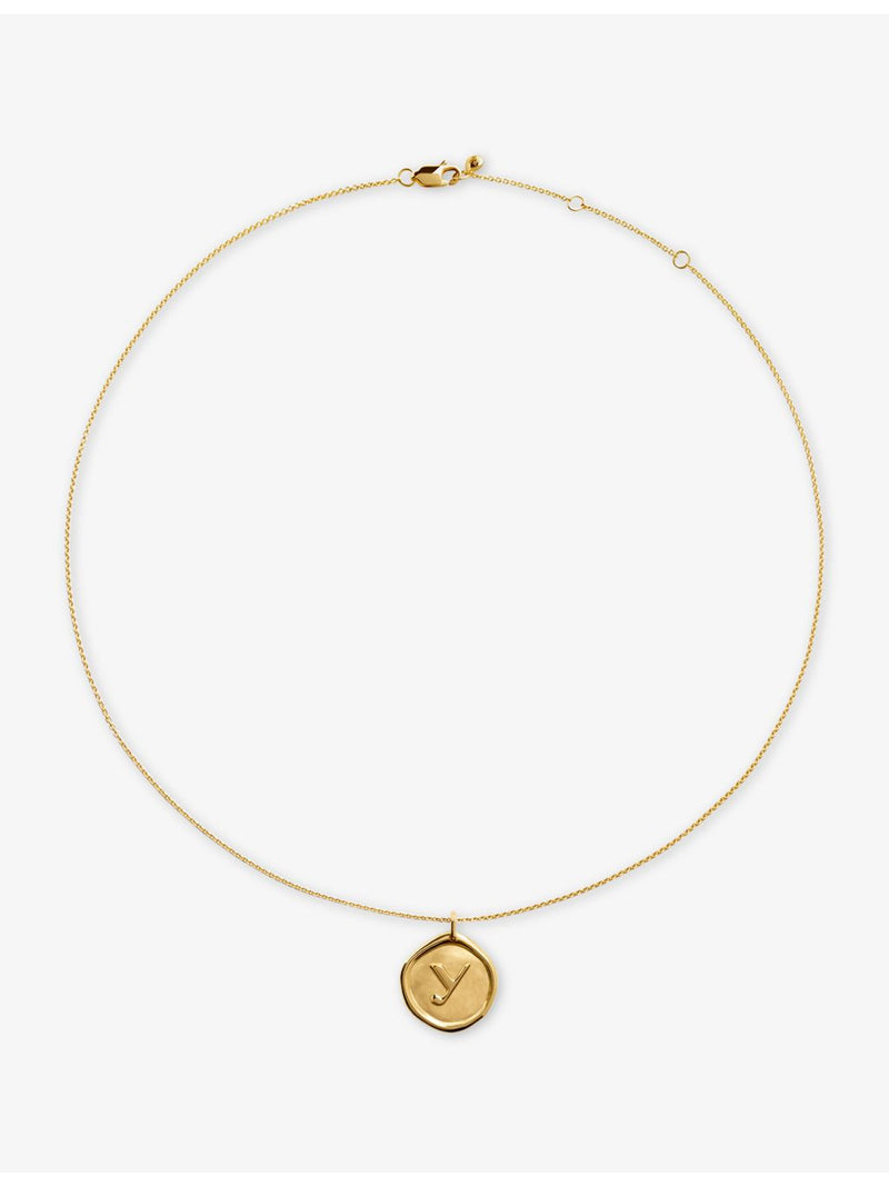 Monica Vinader 18ct gold vermeil Initial Y necklace, imported from the UK