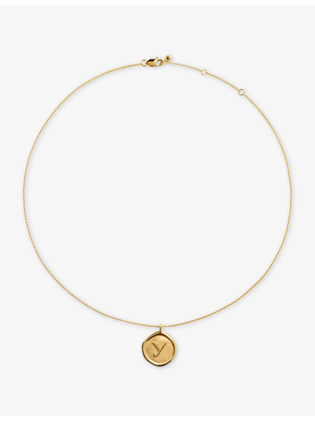 Monica Vinader 18ct gold vermeil Initial Y necklace, imported from the UK