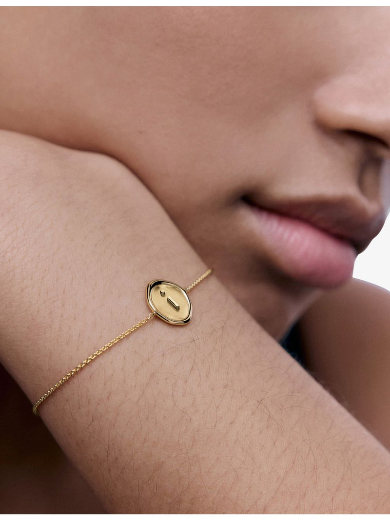 Monica Vinader initial A charm bracelet in 18ct gold vermeil (British brand)