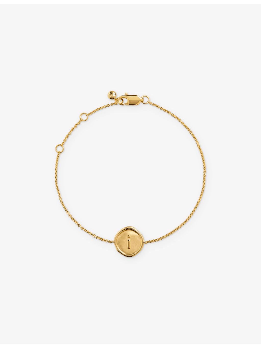 Monica Vinader initial A charm bracelet in 18ct gold vermeil (British brand)